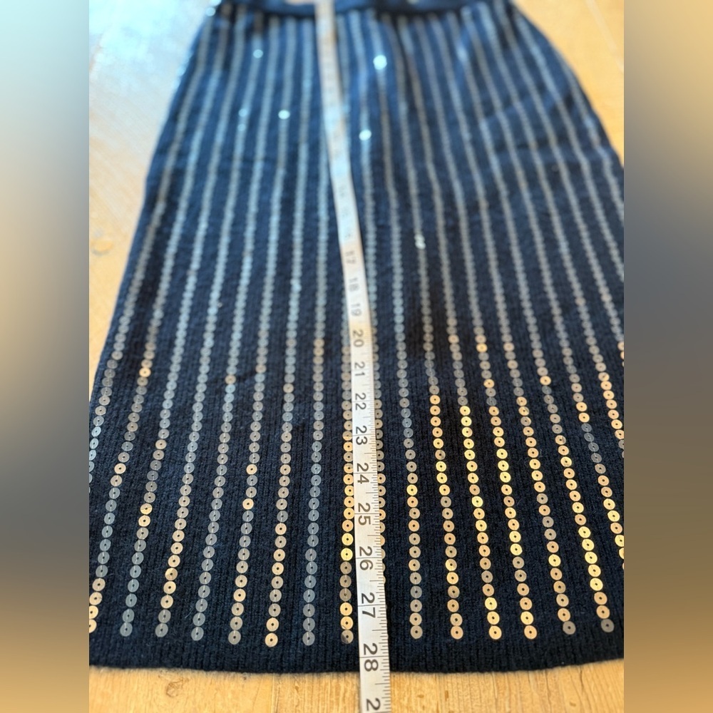 NWT Staud Navy Sequin Stripe Knit Midi Skirt S - Picture 4 of 7